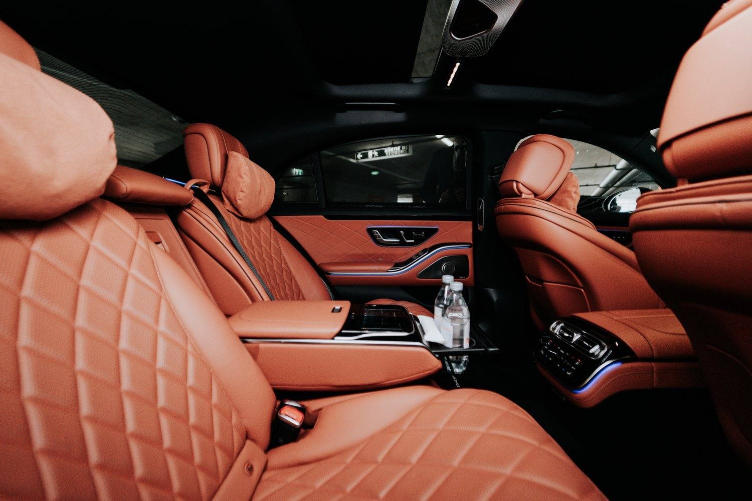 S-Class cognac quilted leather